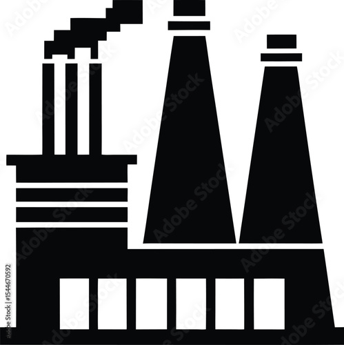 Industrial Factory Complex  A Silhouette Illustration of Manufacturing and Production