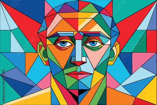 Abstract polygonal face of the Egyptian pharaoh. Vector illustration