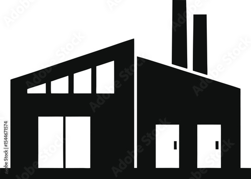 Industrial Factory Building Architecture, Design, and Manufacturing Icon