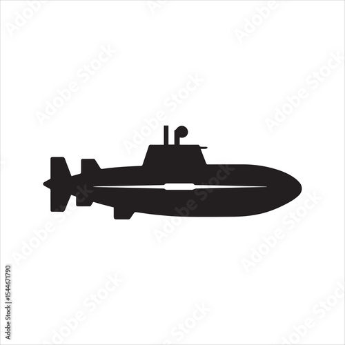 Submarine Silhouette Icon Black Military Underwater Vessel Vector