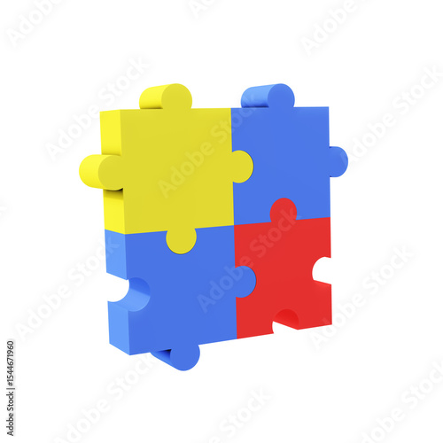 3D puzzle block icon in vibrant colors / Ícone de bloco de quebra-cabeça 3D em cores vibrantes