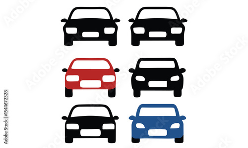 Car icon set in linear style