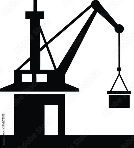 Port Crane Icon Industrial Lifting Machinery Graphics