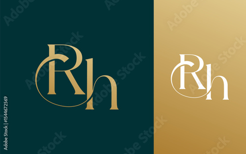 Initial letter RH HR logo design vector illustration for couple, wedding, and business
