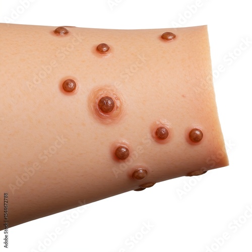 A human skin with excessive melanin production and abnormal moles, symbolizing melanoma.