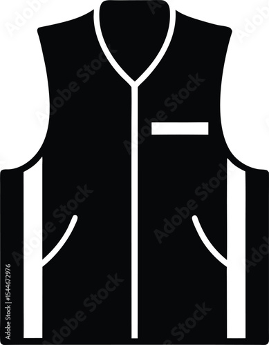 Sleek Black Vest Design  High-Visibility Safety Vest Illustration