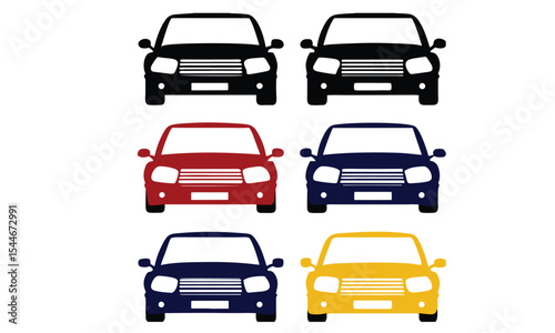 Car icon set in linear style