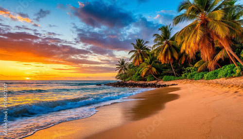 Beautiful sunset over the southern sea coast.