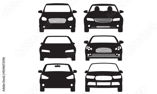 Car icon set in linear style