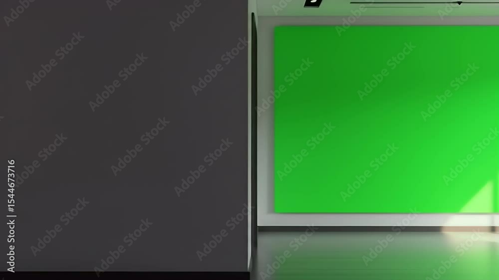 Modern Interior with Green Screen Wall for Virtual Set Modern Interior with Green Screen Wall for Virtual Set