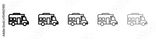 Campervan icon filled flat sign concept for web design.