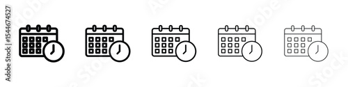 Calendar clock icon filled flat sign concept for web design.