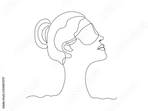 Sleeping mask for a girl, continuous single one line art hand drawing sketch logo