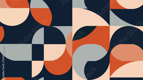 Abstract geometric seamless pattern with organic shapes in muted colors for modern backgrounds