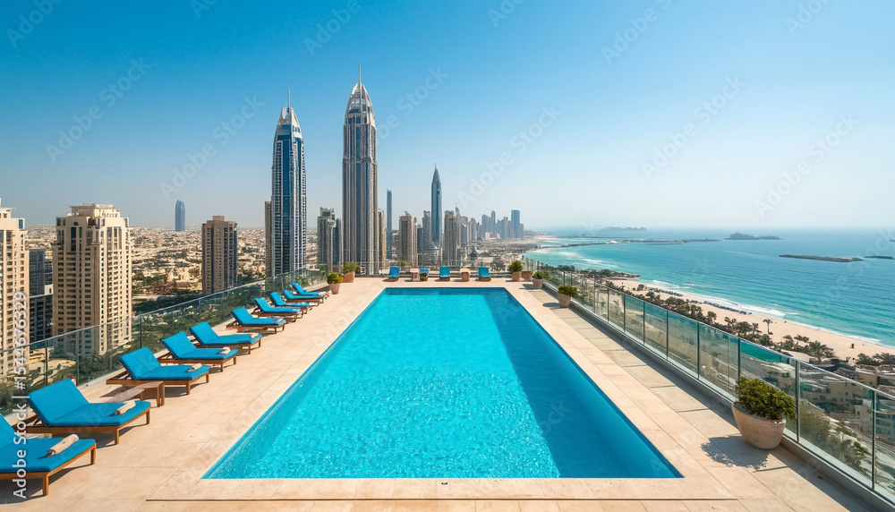 Fototapeta premium outdoor pool on the roof of a luxury hotel Resorts of the Middle East and Asia.