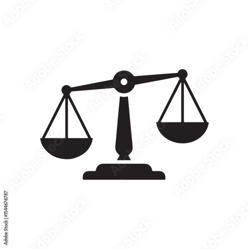 Equilibrium Scale Balance, Justice Libra Solid Flat Vector Icon Isolated on White Background.