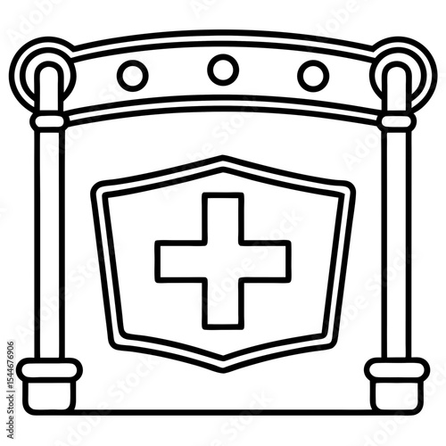 Medical Signboard Line Art Vector 