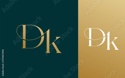 Initial letter DK KD logo design vector illustration for couple, wedding, and business
