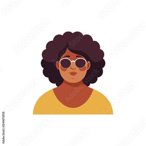 Stylish Woman with Afro and Sunglasses A Vector Illustration