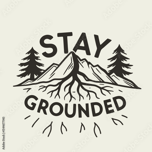 Illustration Emphasizing Staying Grounded with Nature Symbolism and Serenity
