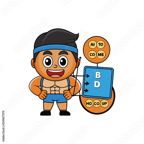 Bodybuilding Cartoon Character AI-Powered Fitness and Workout Routine