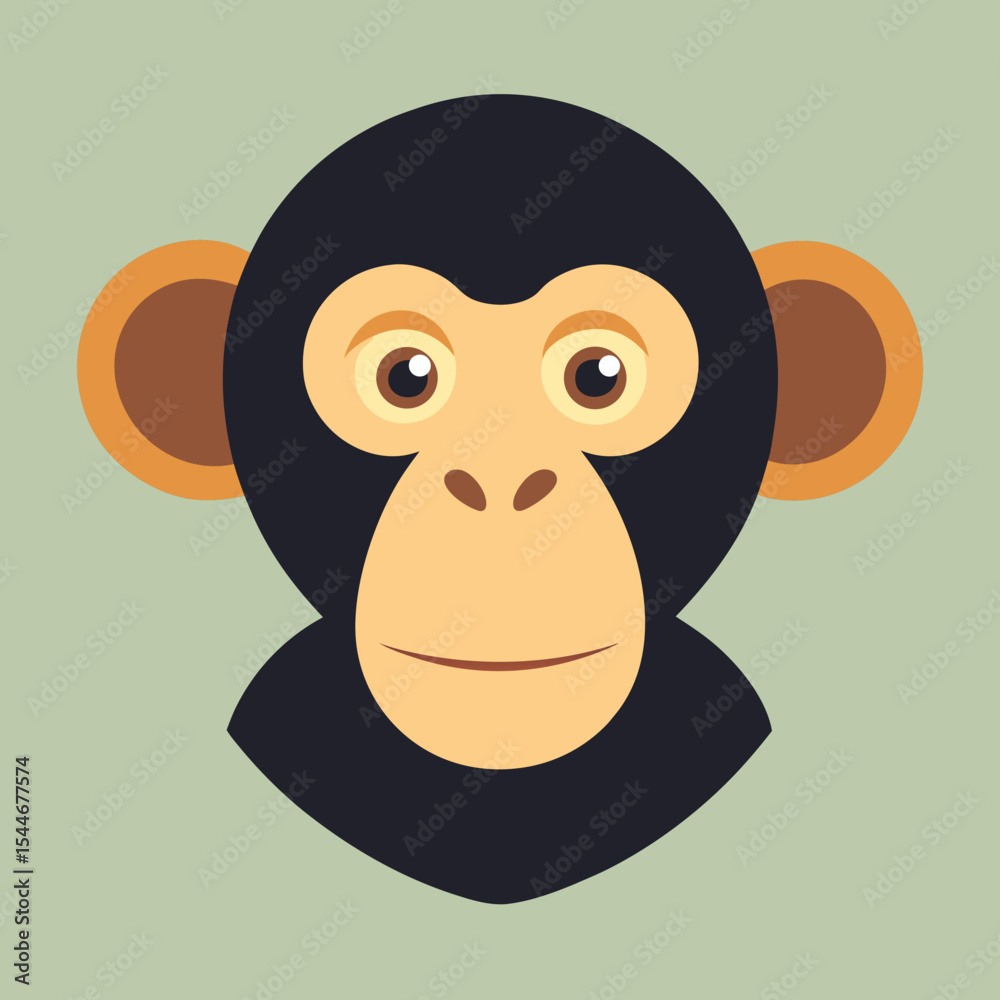 Cute chimpanzee face illustration