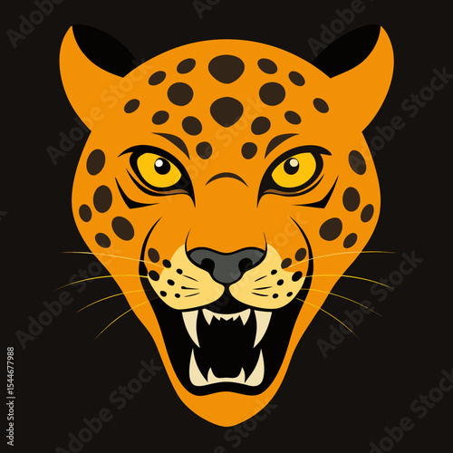 Aggressive orange jaguar head illustration