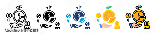 Stock Dividends Icon Set Multiple Style