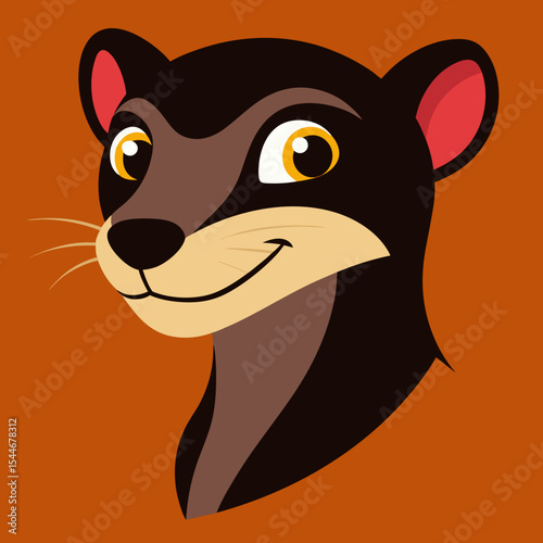 Adorable cartoon ferret headshot illustration