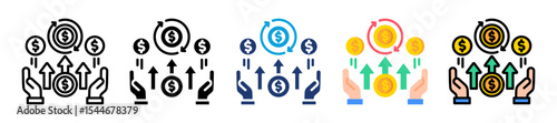 Income Flow Icon Set Multiple Style