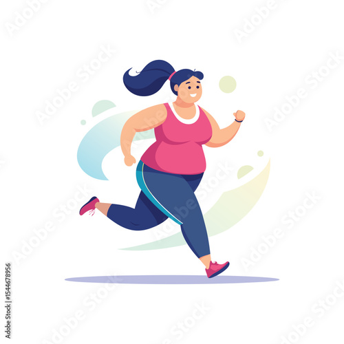 Plus Size Woman Jogging Health, Fitness, and Body Positivity