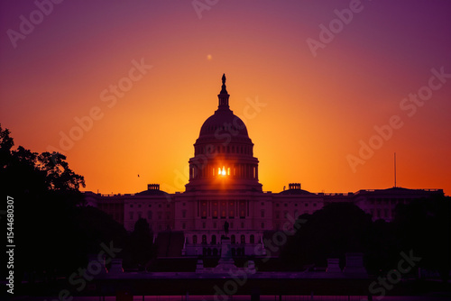 Sunset silhouetting the united states capitol washington d.C. Photography urban landscape viewpoint iconic architecture