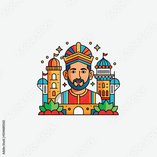 Vibrant King in Colorful Cityscape A Majestic Illustration