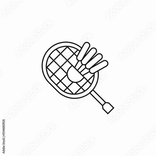 badminton racket shuttlecock icon sign vector