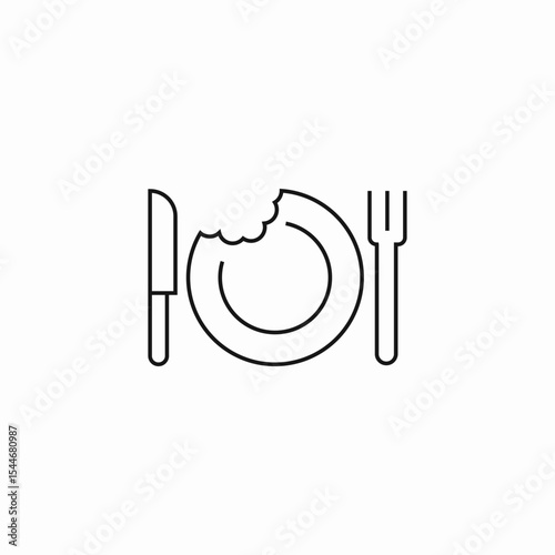 bitten plate cutlery icon sign vector