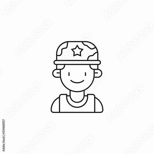 cartoon soldier head icon sign vector