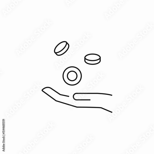hand tossing coins icon sign vector