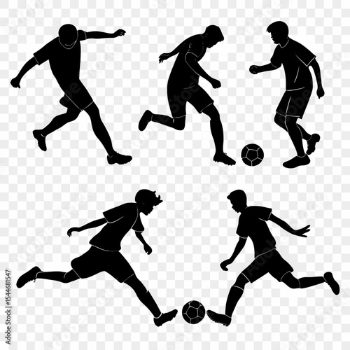 Dynamic Football Soccer Player Silhouettes Vector Sheet