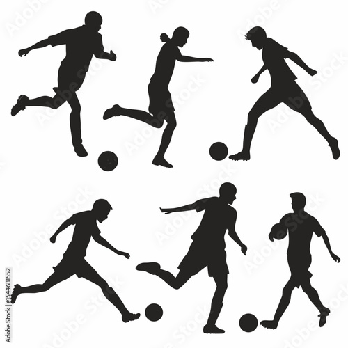 Dynamic Football Soccer Player Silhouettes Vector Sheet