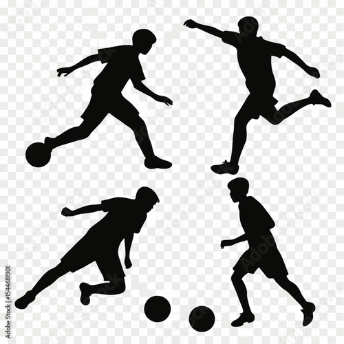 Dynamic Football Soccer Player Silhouettes Vector Sheet