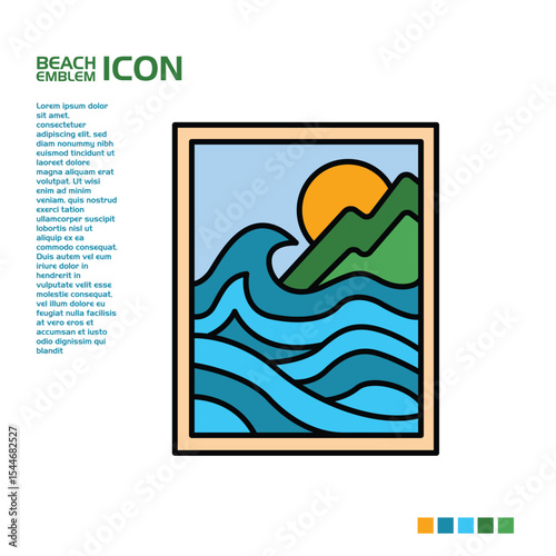 Beach and mountain vector icon is good for use in property or t-shirt and logo designs