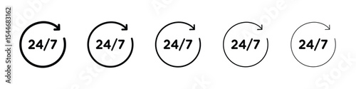24 7 icon filled flat sign concept for web design.
