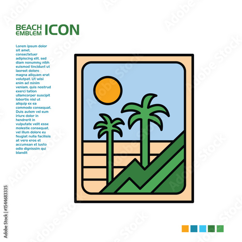 Beach and mountain vector icon is good for use in property or t-shirt and logo designs