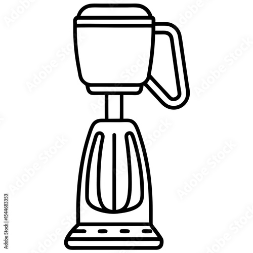 Flat Electric Hand Blender Front View Vector