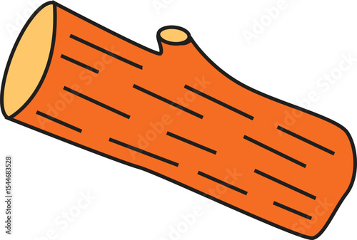 Flat Vector Illustration of Wooden Log for Firewood, Camping Bonfire, Nature Education, Craft Design, or Lumber Industry Use