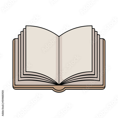 Open book illustration featuring light beige pages and black outline for educational or creative concepts