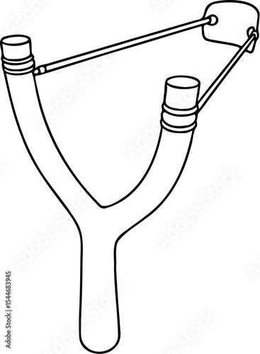 catapult vector line art illustration, isolated on white