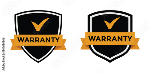 Warranty Guarantee Shield with Checkmark and Ribbon Icons
