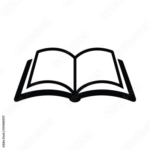 Simple black and white open book icon suitable for educational and reading concepts