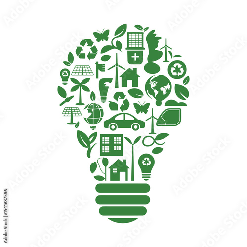 Sustainable green energy eco friendly light bulb concept renewable resources nature